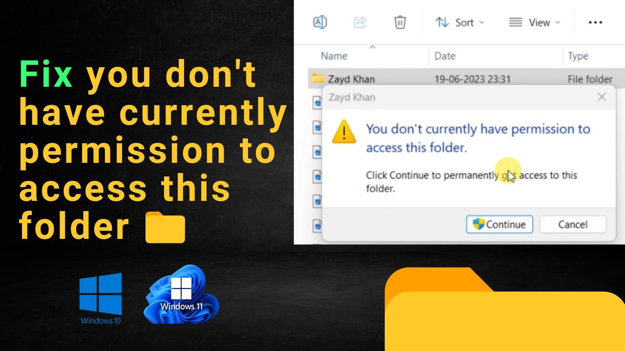 Fix : You don't currently have permission to access this folder Windows 11, 10, 8, 7