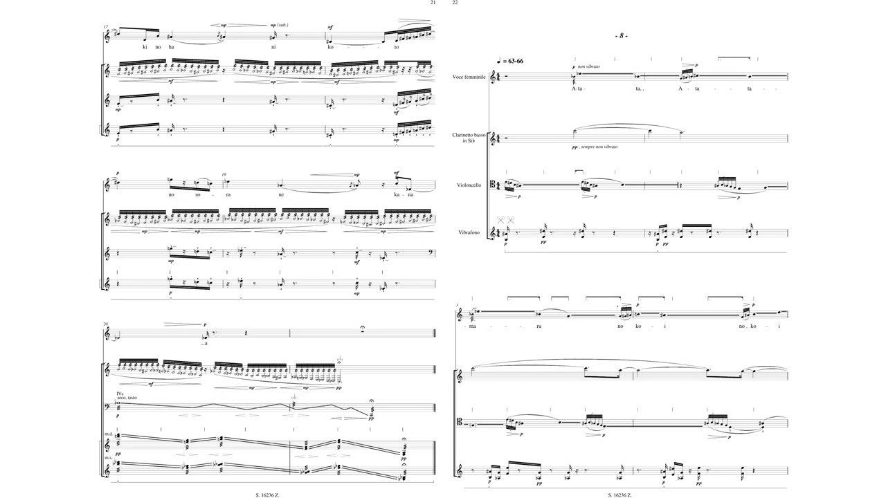Ivan Fedele: FUYU HAIKU (2020) per soprano, clarinetto basso, violoncello e percussioni