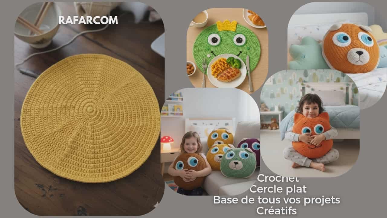 Droitiers Cercle Plat au Crochet 🧶La Base Parfaite pour Coussins, Sets de Table et Ranges Pyjama