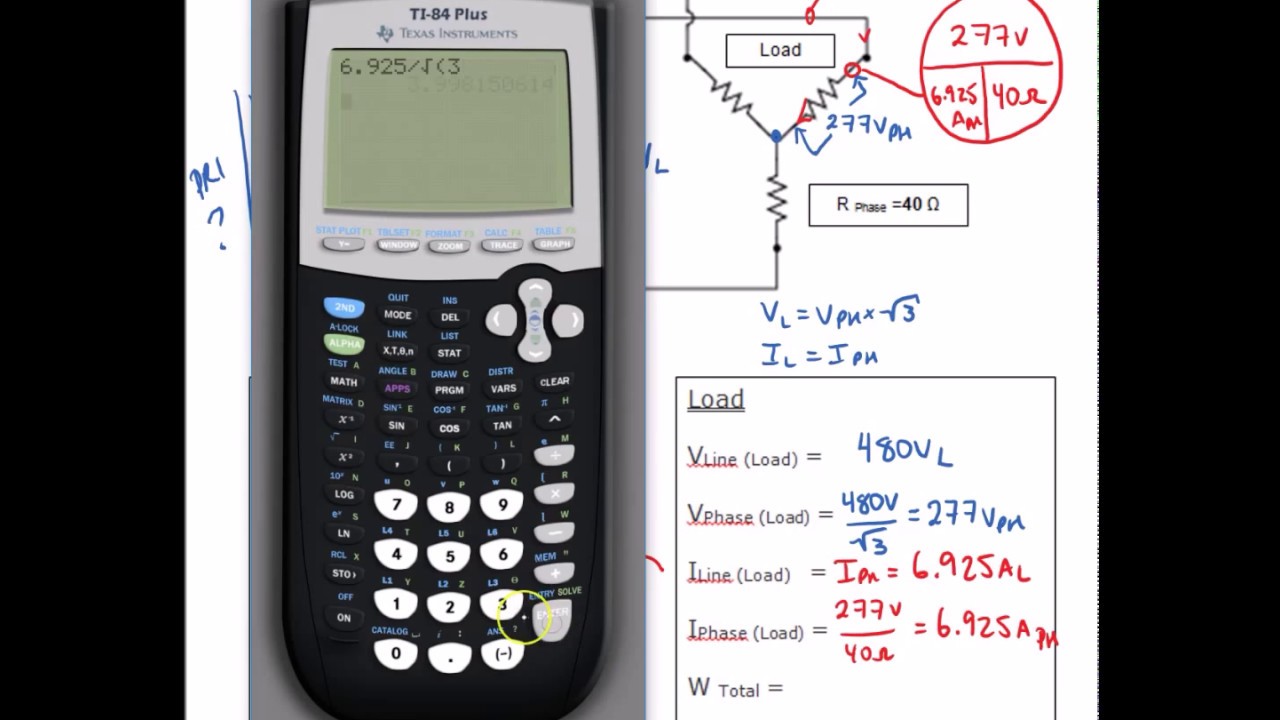 3 Phase Calculation #3 (Delta Source, Wye Load)