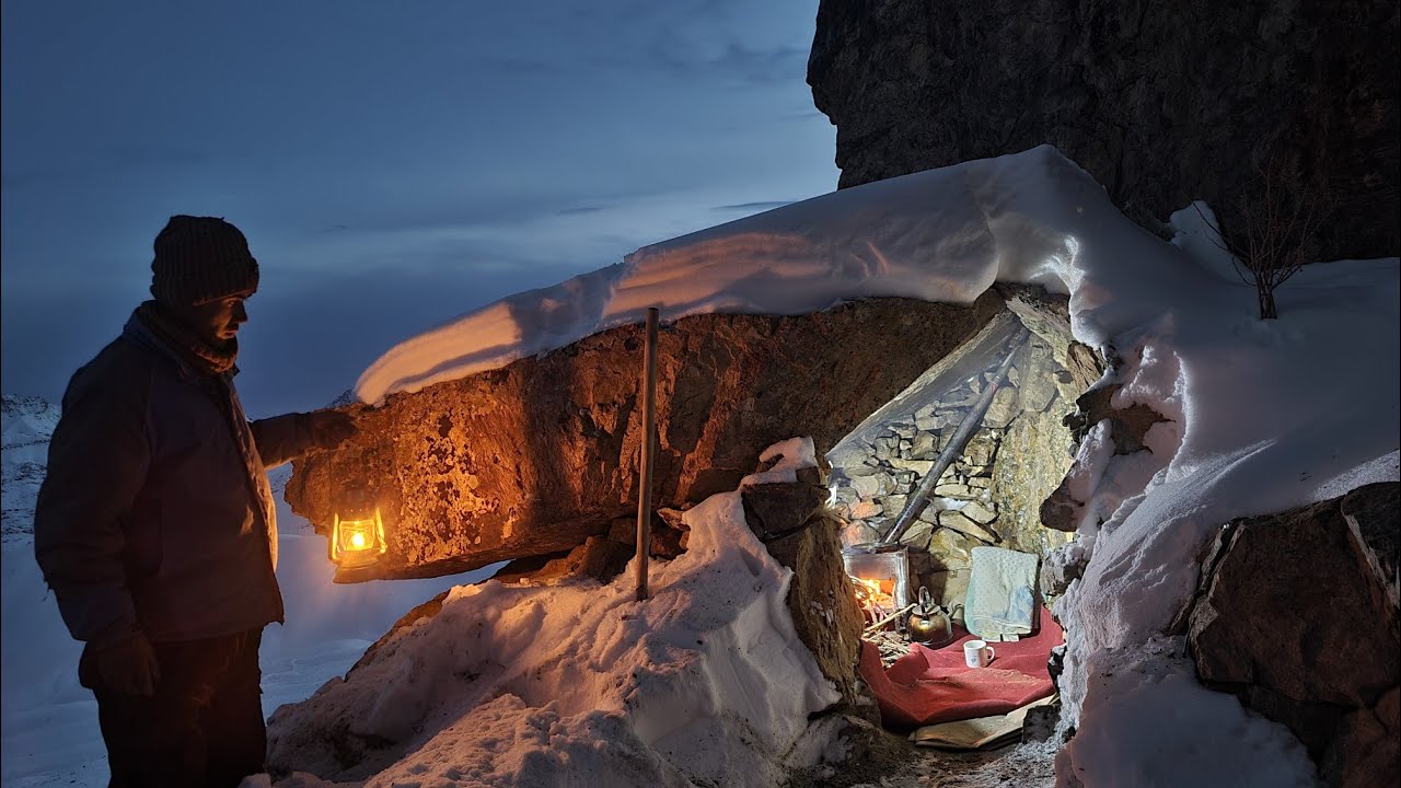 The stone shelter I had previously built saved me from the snow and extreme cold.