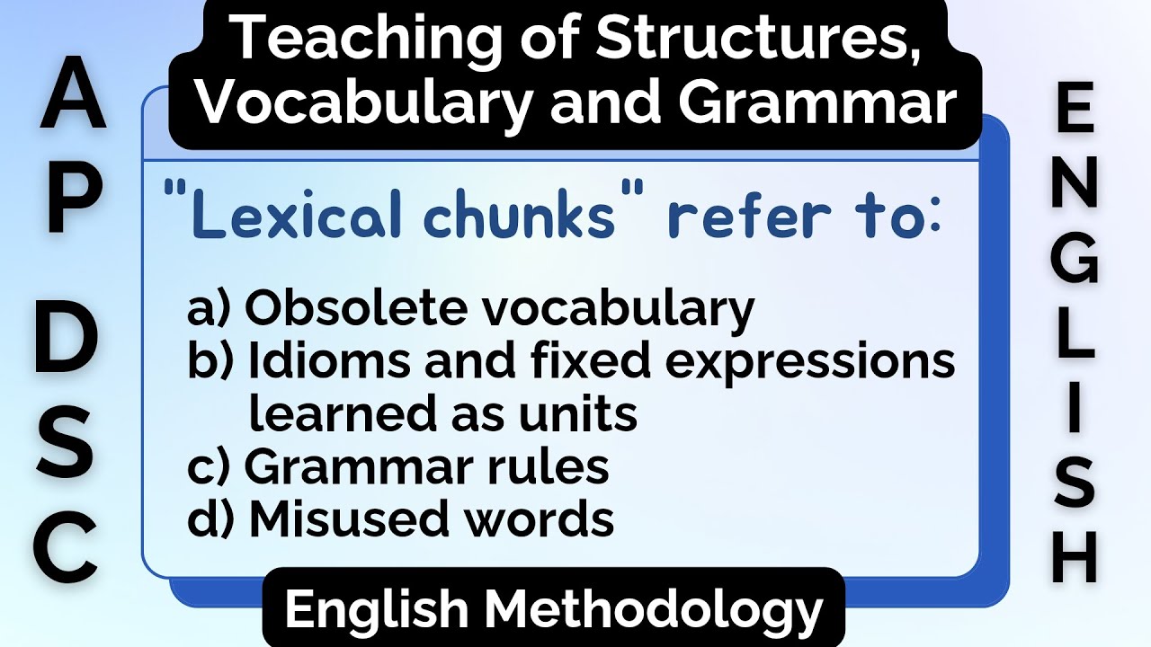 Teaching of Structure, Vocabulary and Grammar | English Methodology | Practice Bits (MCQS)