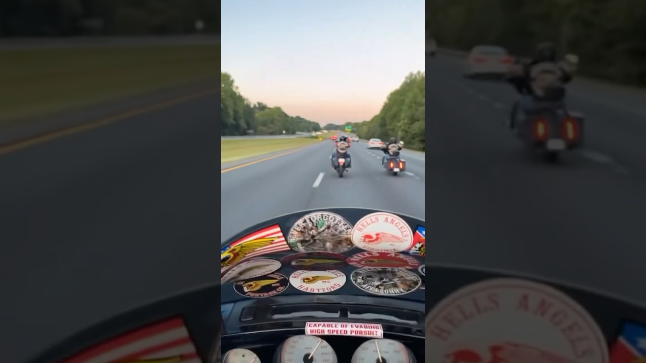 Hells Angels Flying On The Road! #harleydavidson #hellsangels #biker #motorcycle #road