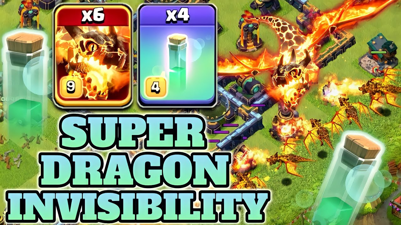 Super Dragon Attack Strategy With Invisible Super Wizard !! Th14 Attack Strategy - Clash of Clans