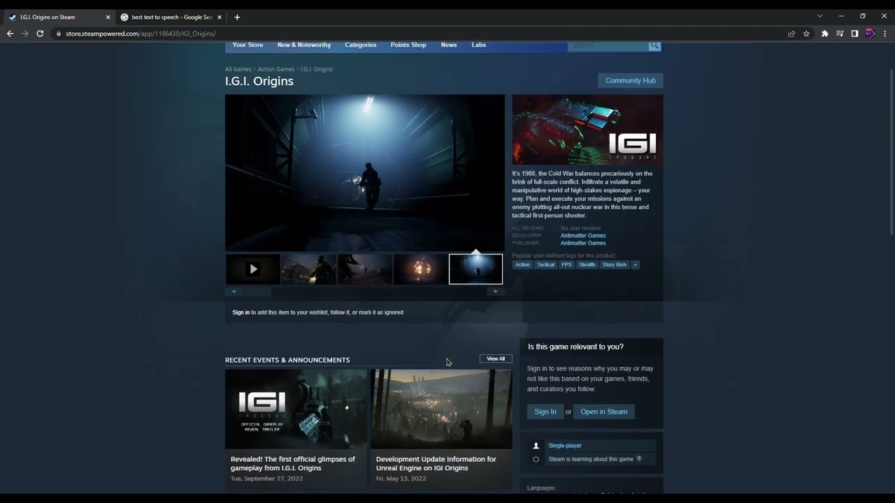 IGI Origins Game Announced || Gameplay Reveal trailer || Available on steam
