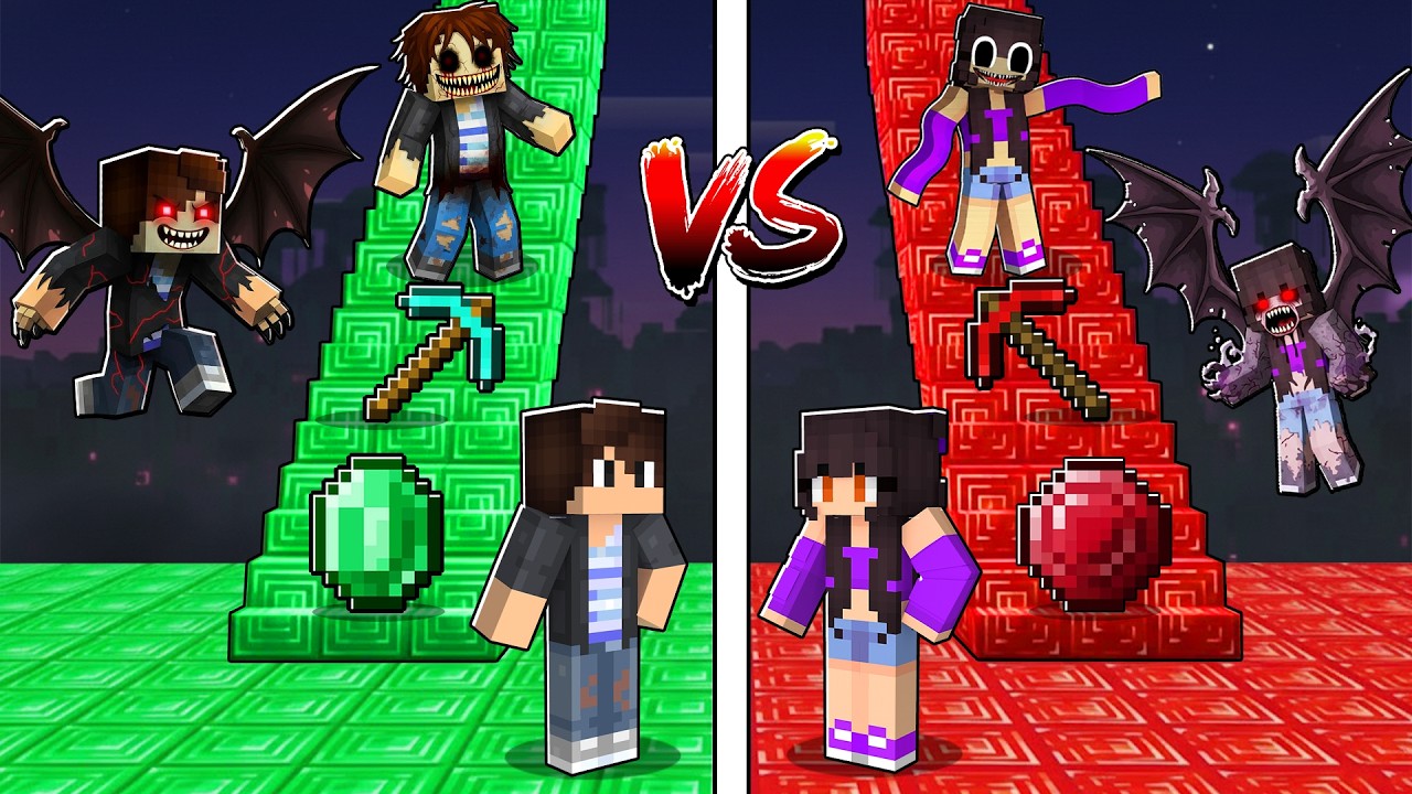 GÖKÇE vs AHMET KORKUNÇ Merdiven Yarışı - Minecraft