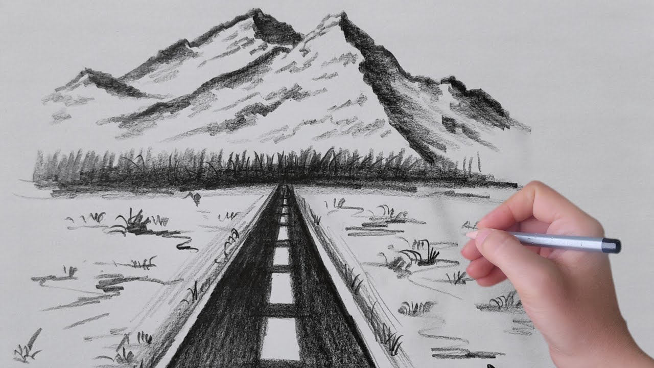 Watch This Road to the Mountains Come to Life in Pencil!