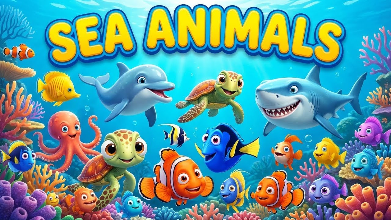 Learn Sea Animals Names & Sounds for Kids 🐬🦈 Dolphin, Shark, Whale (4K)
