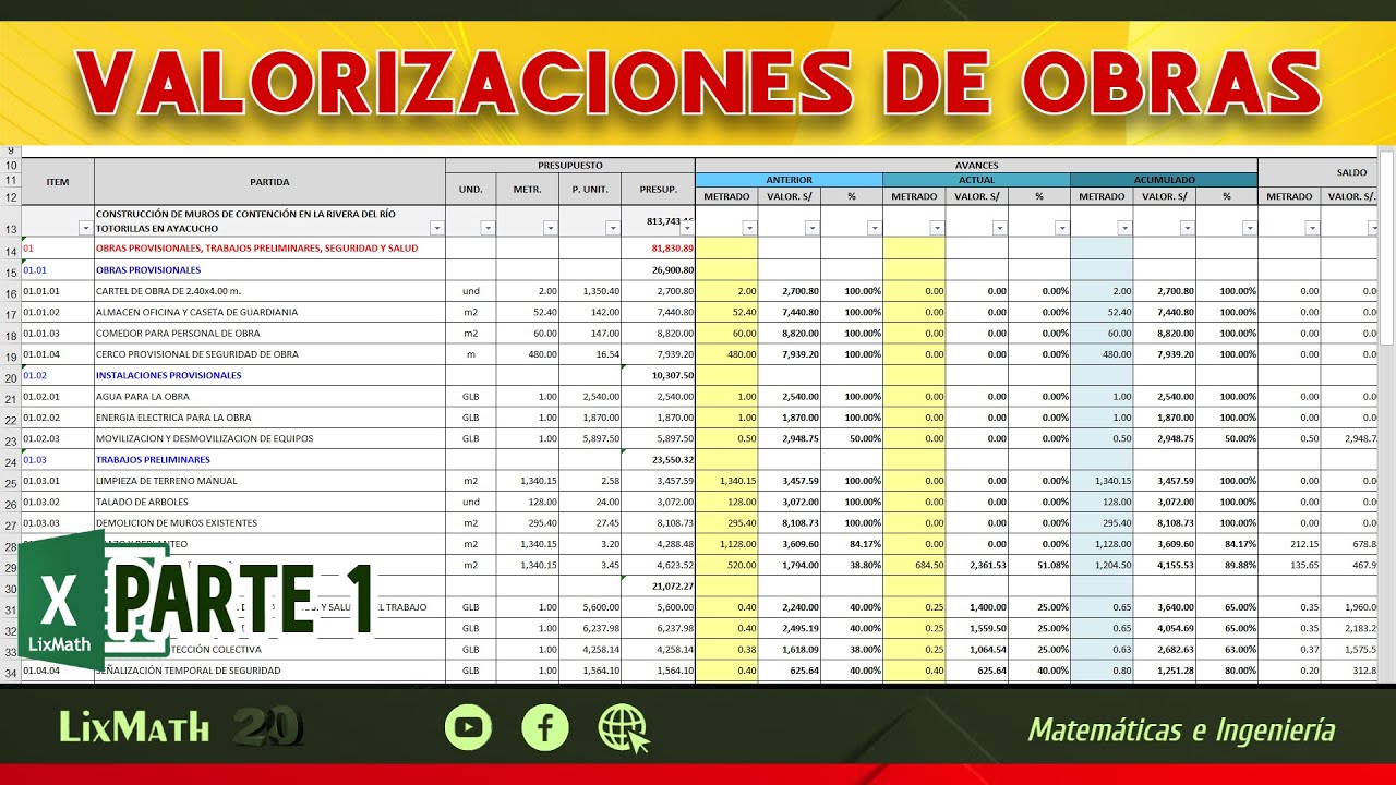 Valorizaciones de Obras de Ingeniería Civil | Parte 1