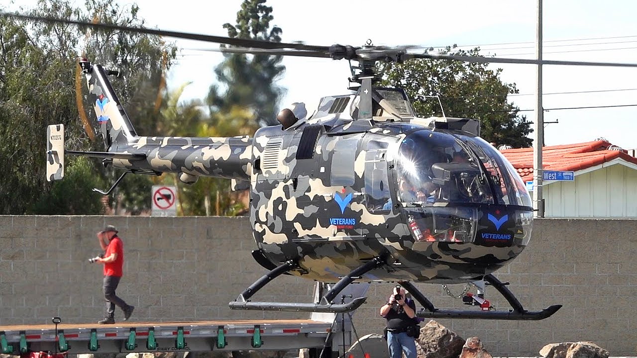 Stunning MBB BO-105 helicopter landing HAI Heli-Expo 2024