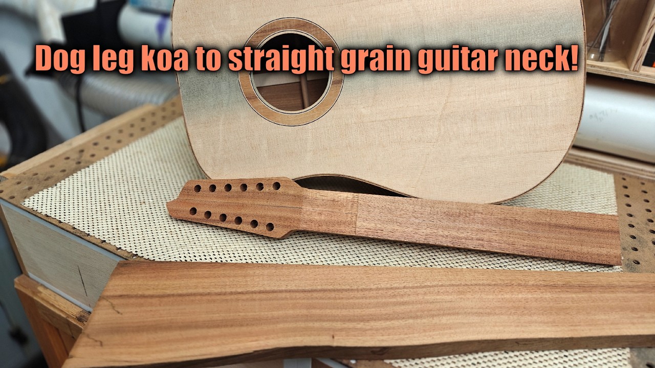 Dog leg koa to straight grain guitar neck!