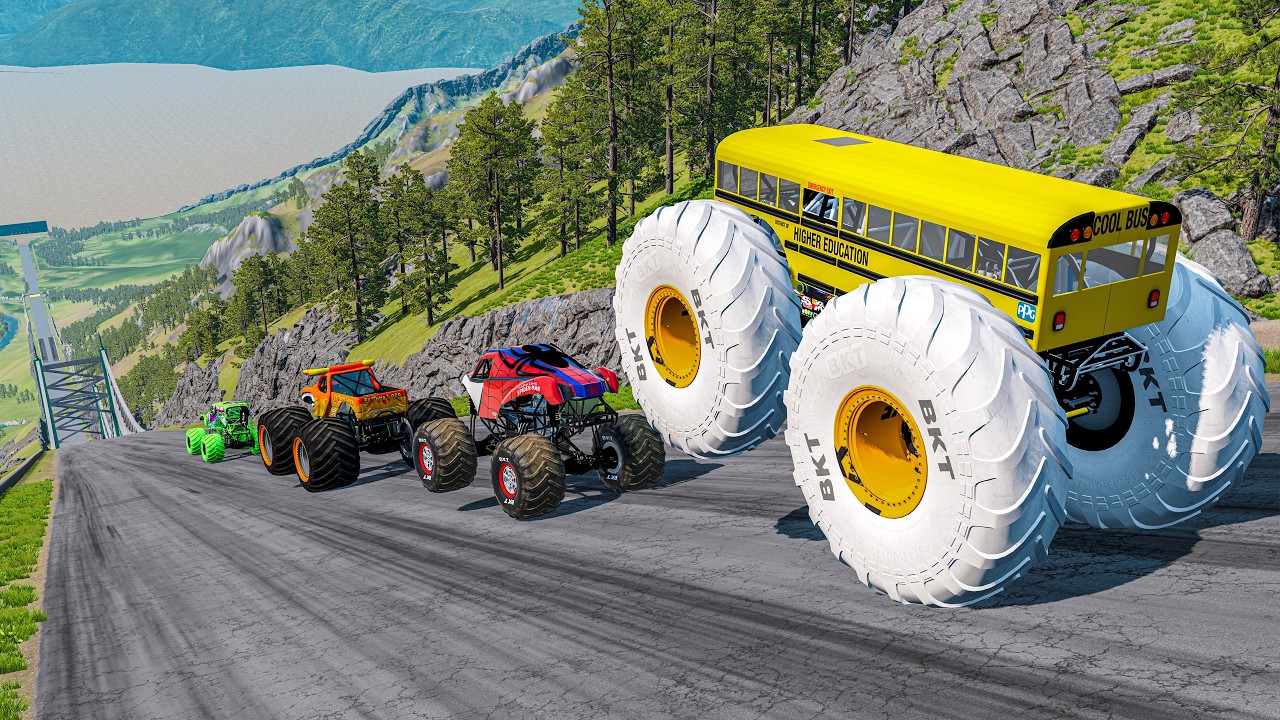 Epic High Speed monster trucks jumps stunts & crashes #17 | BeamNG Drive BMNG LAVA