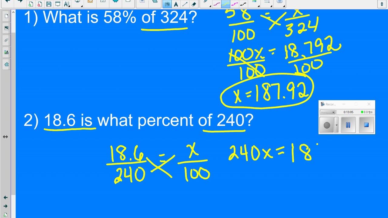 3. Notes - Equivalent expressions with percent problems & Percent problems