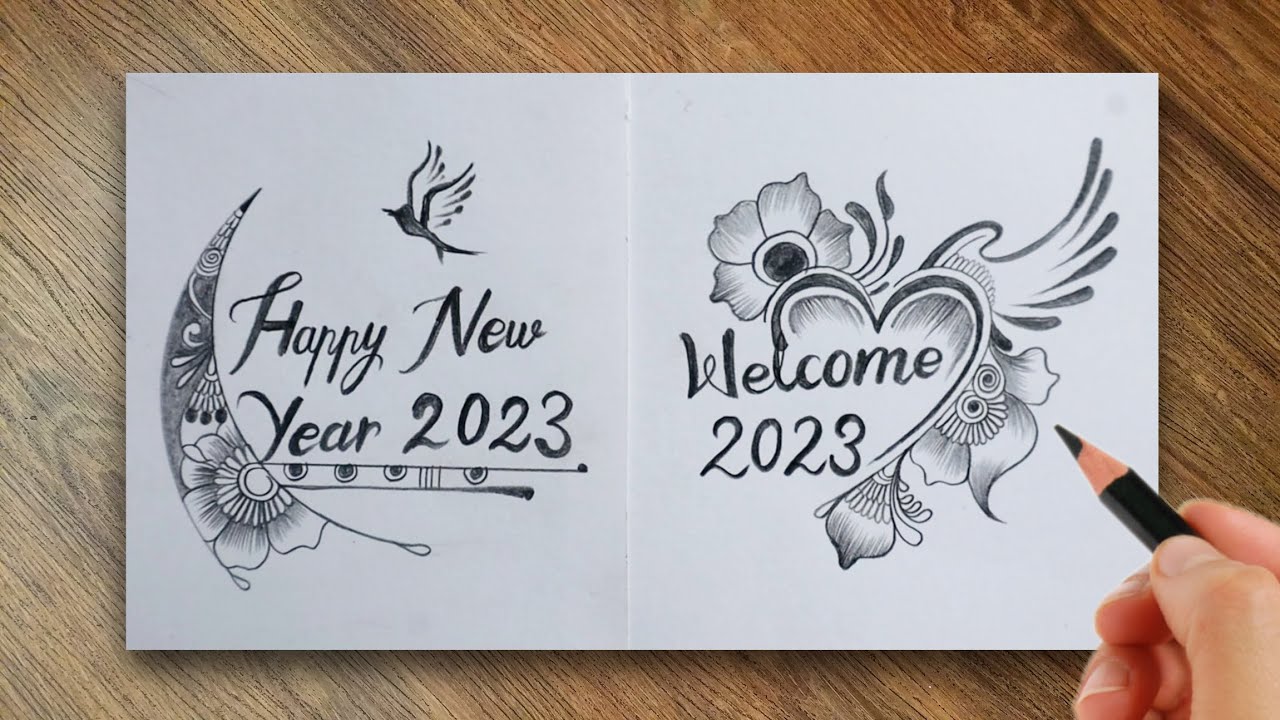 Welcome 2023 // Happy New Year 2023 // how to make drawing of new year