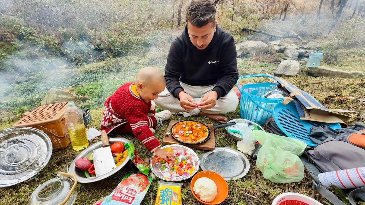 नदी किनारे की camping 🏕 Shivi के साथ बनाया  जंगली  पिज़ा 😋