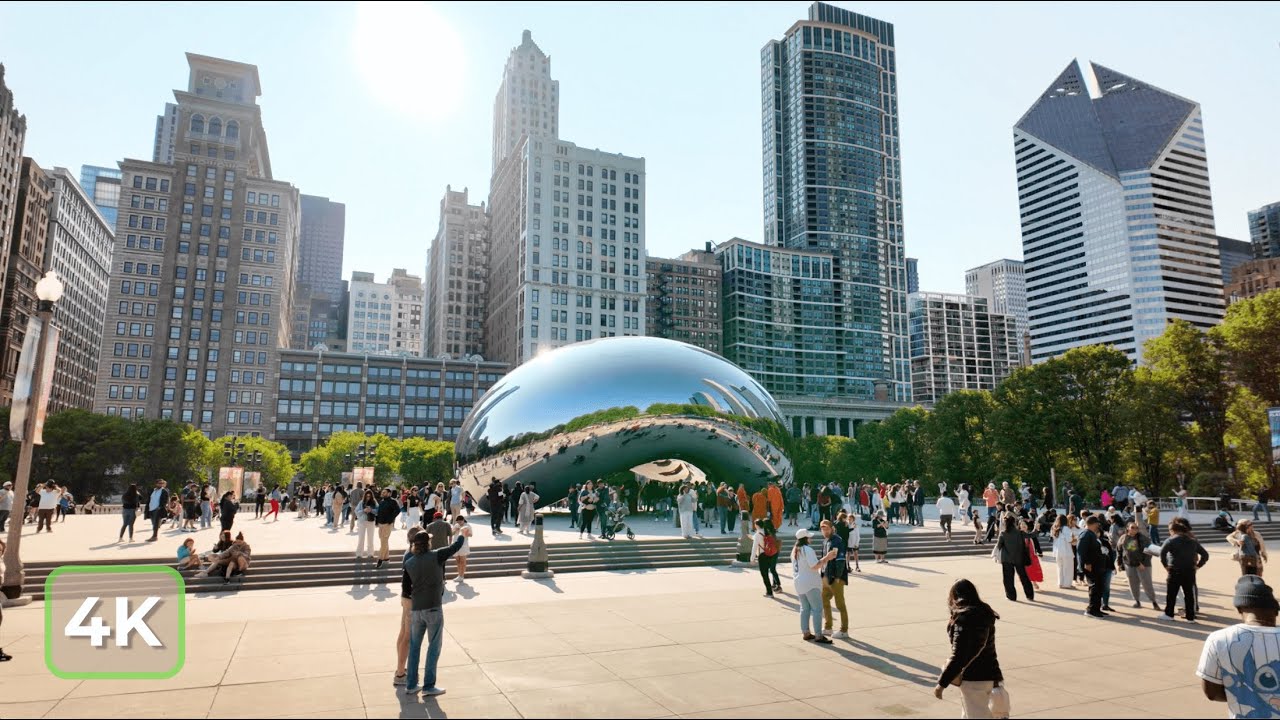 The Bean, Chicago &ndash; Real Downtown City Ambience (No Music, 4K Soundscape)