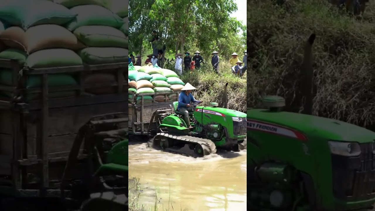 Massey Ferguson Tractor vs Deep Water Canal! 🌊🚜 | Heavy Load #shorts #tractor #agriculture #farming