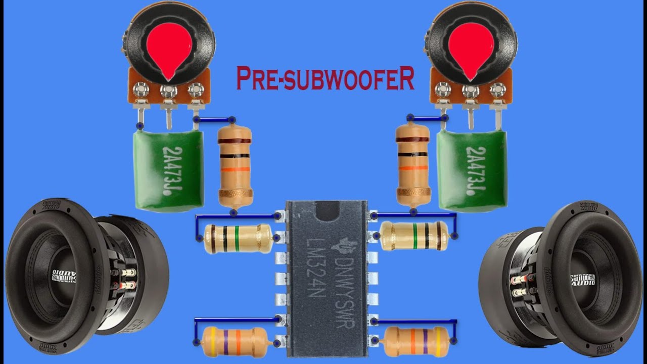 How to make Pre-Subwoofer Bass with LM324 all powerful Amplifier, New Circuit subwoofer at home