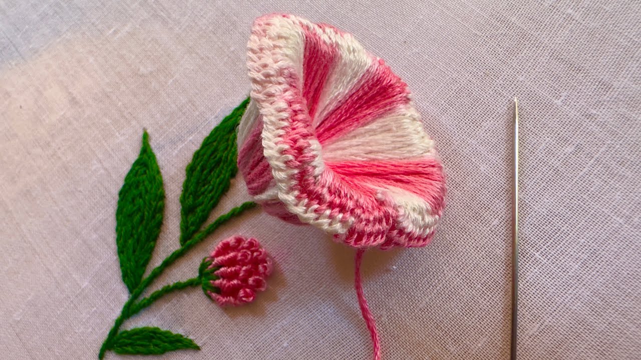 Nerium/kaner flower embroidery design|hand embroidery video|embroidery|embroidery design|stitches