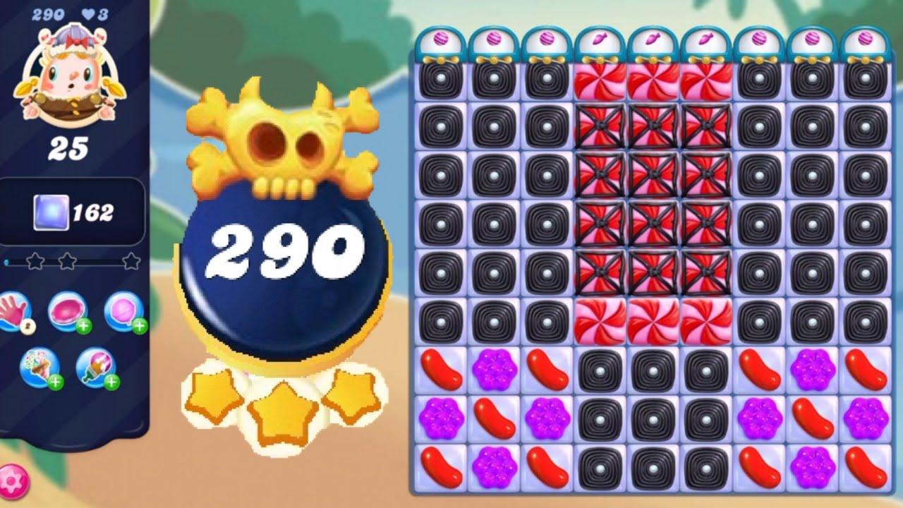 Candy Crush Saga Level 290 || Nightmarishly Hard Level || No Boosters || 3 Stars 🌟🌟🌟