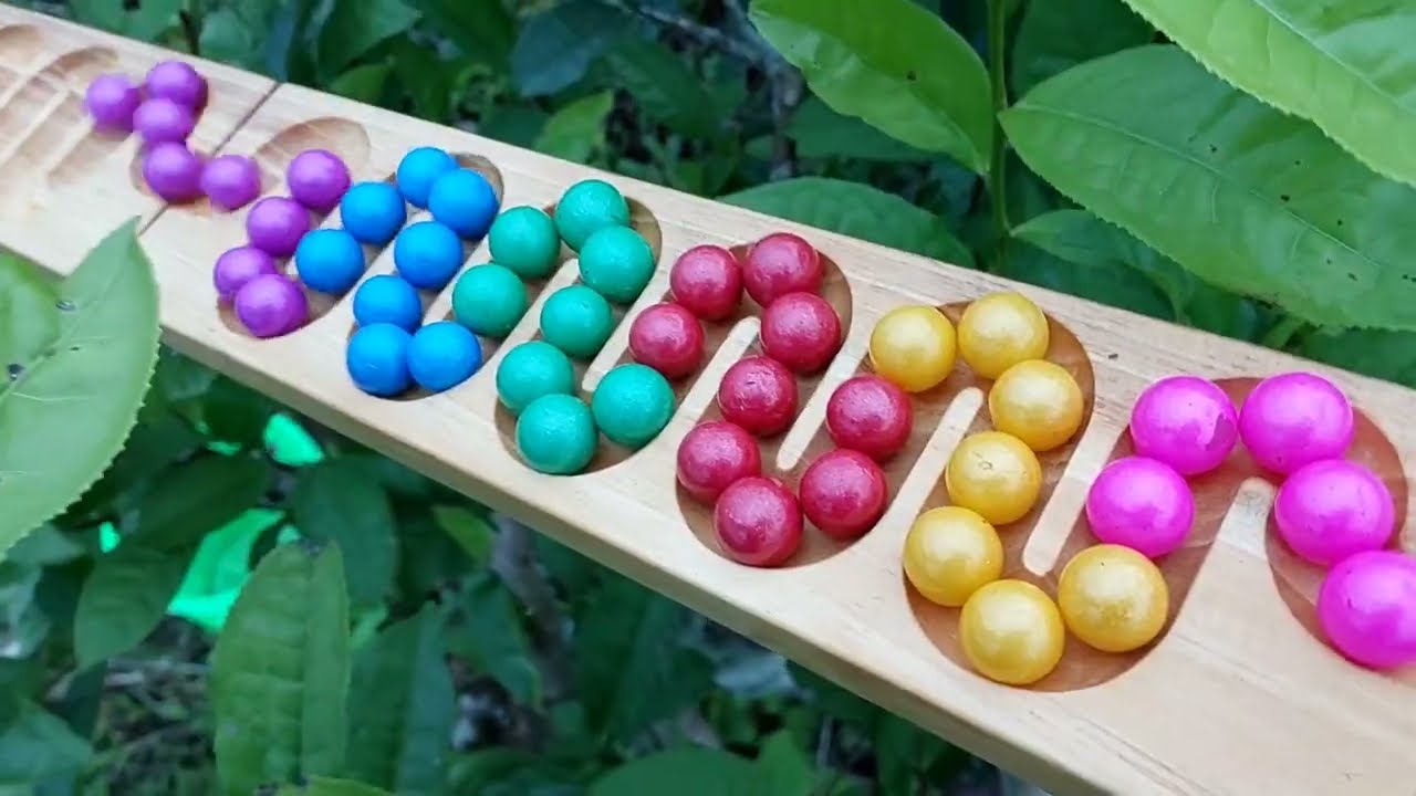 Kelereng Meluncur ASMR ♧ Kelereng Cantik Di Perkebunan Teh + Kelereng Warna-warni