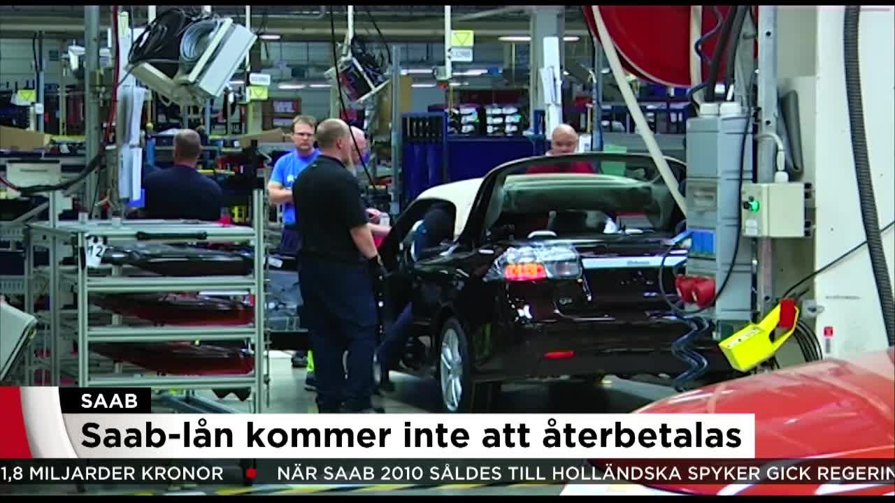 Saab-lån återbetalas inte – skattebetalarna går miste om 1,82 miljarder - Nyheterna (TV4)