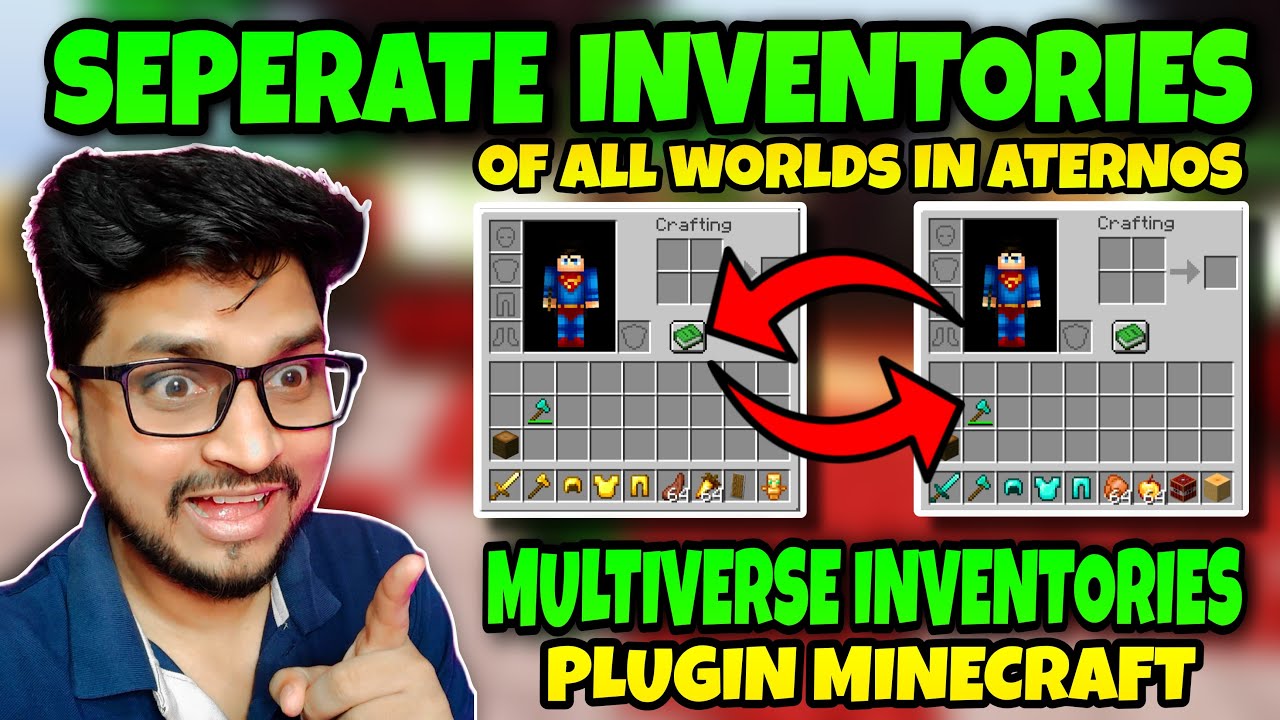 HOW TO SEPERATE INVENTORY OF WORLDS IN MINECRAFT | MULTIVERSE INVENTORIES TUTORIAL IN HINDI ATERNOS