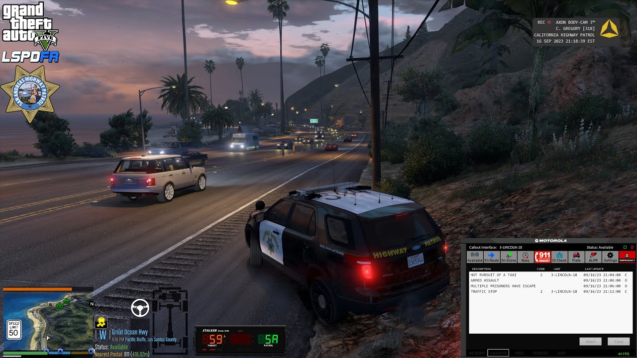 GTA V - LSPDFR 0.4.9🚔 -  SAHP/CHP - Highway Patrol - Pursuit of a Taxi | Stolen Police Vehicle - 4K