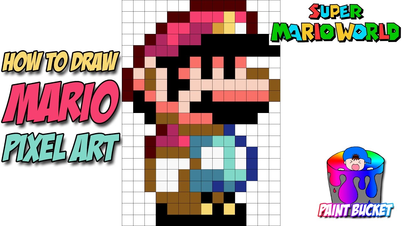 How to Draw Mario from Super Mario World - 16-Bit Mario Pixel Art Drawing Tutorial