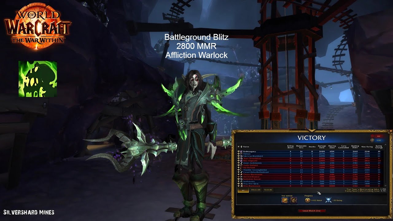 🔥 2800 MMR Battleground Blitz | Affliction Warlock - 11.1.0 - The War Within Season 2🔥