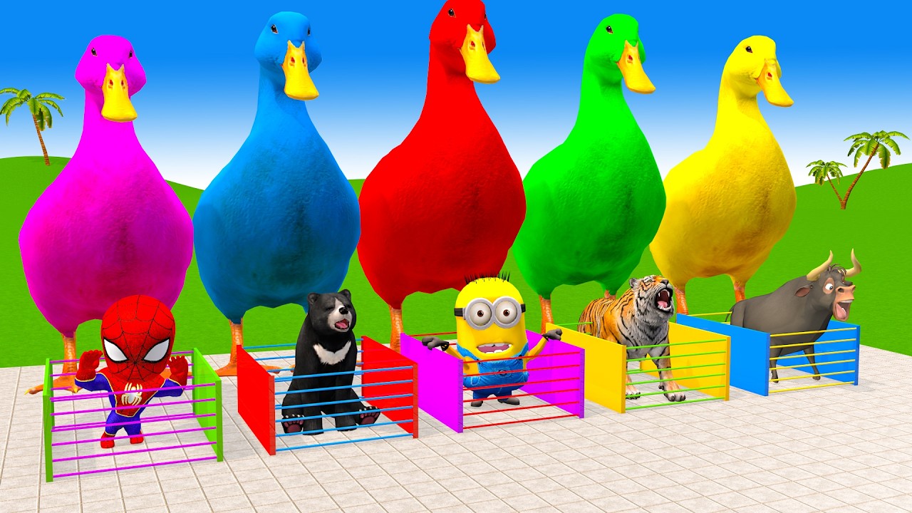 Long Slide Game With Cow Elephant Gorilla Hippopotamus Tiger 3d Animal Game Funny 3d Animals