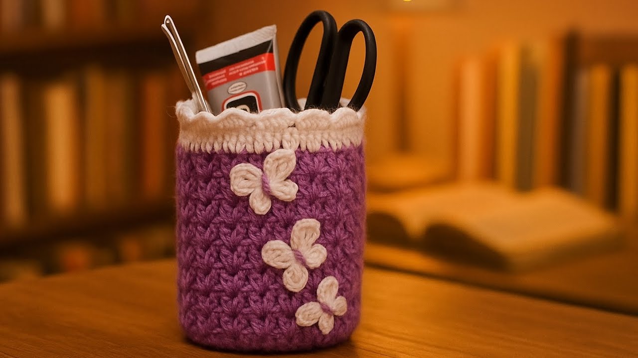 How to Crochet Pen stand/ Crochet Organizer| Easy Tutorial for beginners| Yarn Garden #crochet #pen