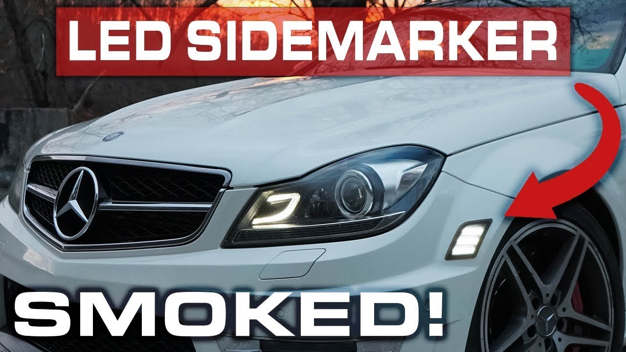 Установка тонированных светодиодных боковых габаритных огней | Mercedes C-класса W204 C63 C350 C300