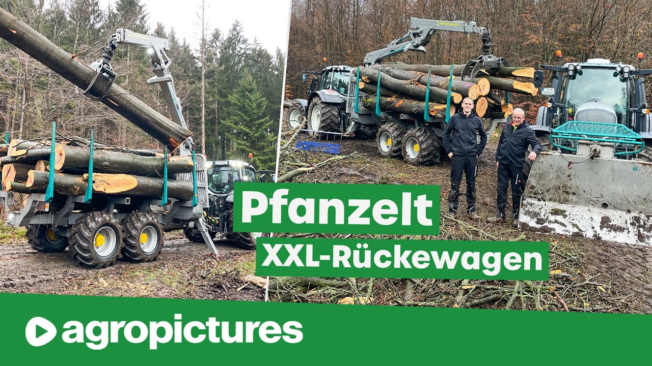 Starkholz rücken mit dem Pfanzelt LogLINE L16 Rückeanhänger | XXL Rückewagen | Holzfäller Doku
