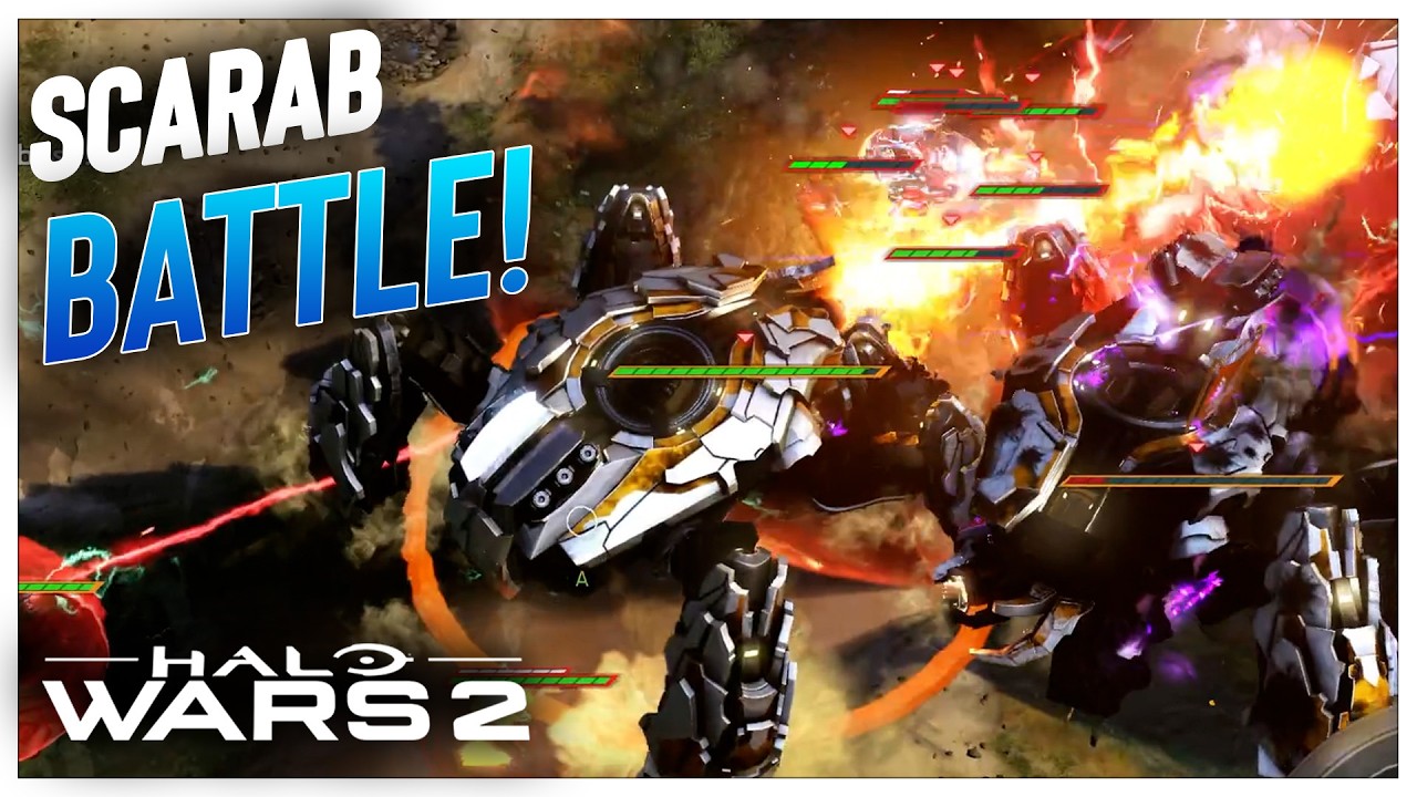 Our troll play turned into a GIANT Scarab Battle! Halo Wars 2