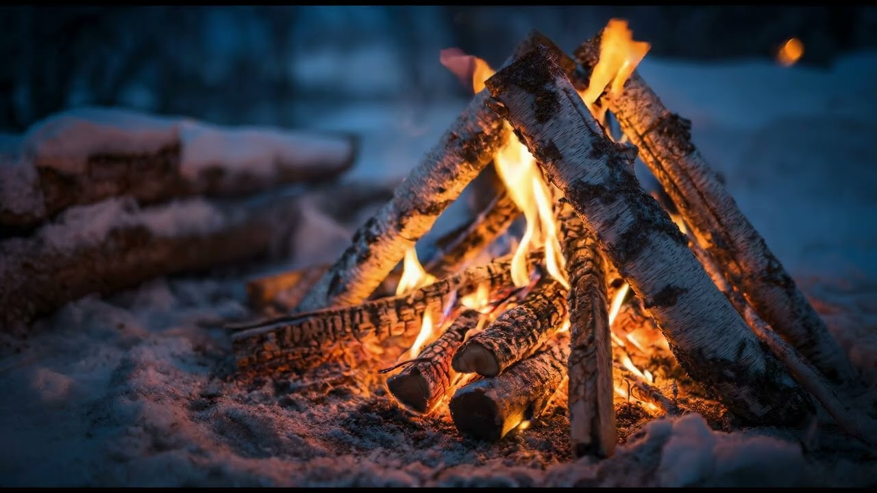 Winter Campfire in Snow – 10 Hours Crackling Fire for Deep Sleep (No Music)
