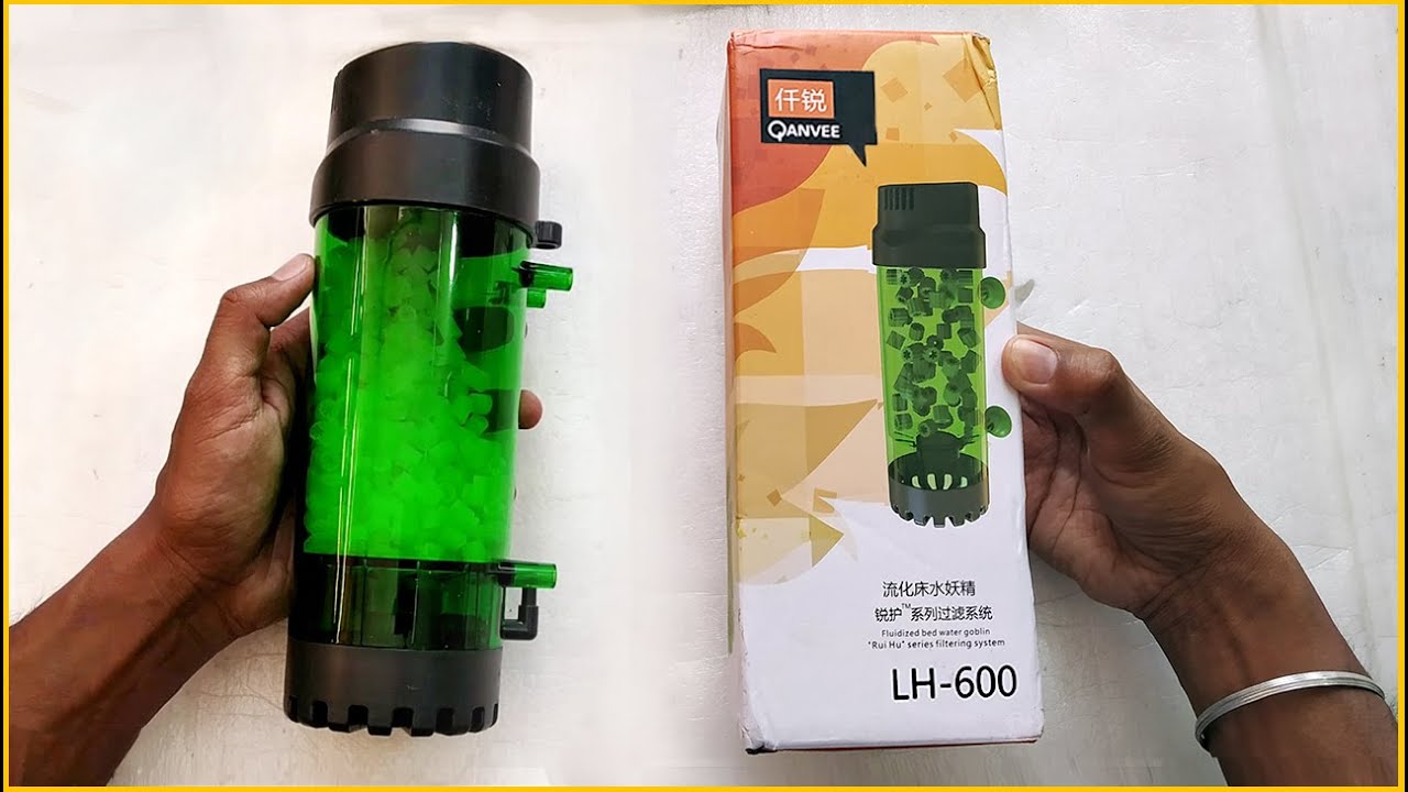 QANVEE Fluidized Moving Bed Filter Bubble Bio Media Reactor with Air Stone & Sponge Filter LH-600