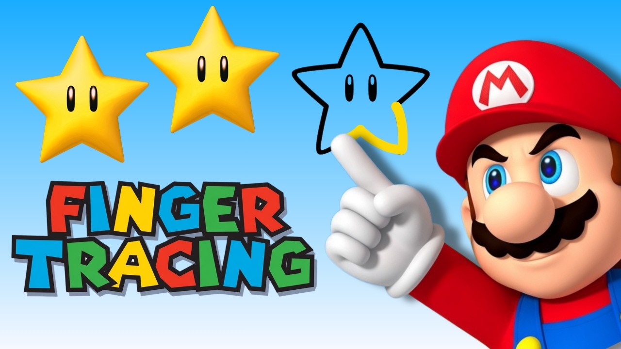 Super Mario Finger Tracing 🍎✨ Rhythmic Brain Break