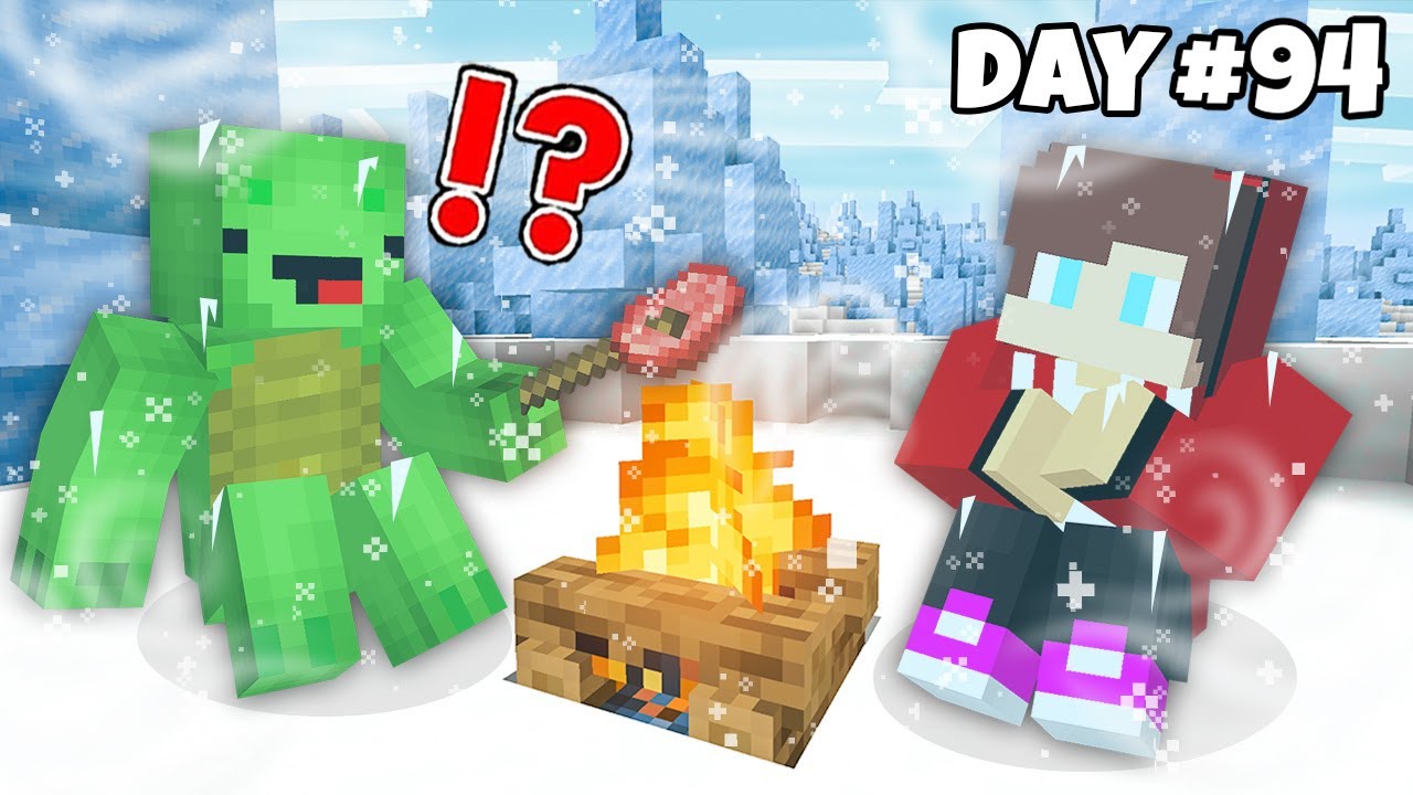 Как Майки и Джей-Джей ВЫЖИЛИ 100 дней в Арктике в Minecraft (Maizen)