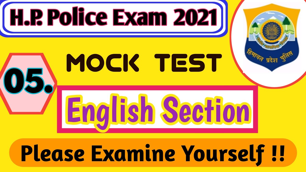 5th Mock Test of ENGLISH Section| H.P. Police 🇮🇳| H.P.P. | Police 🚔