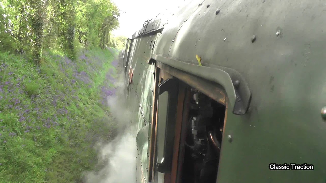 FROM THE FOOTPLATE - STEAM ENGINE 34007 WADEBRIDGE SLIPS AND GETS STUCK ON AN INCLINE IN CORNWALL