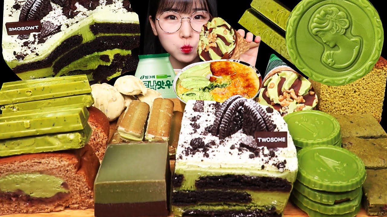 ASMR MUKBANG | 말차아박 아이스브륄레말차 아이스크림 과자 디저트 먹방! MATCHA GREEN TEA CAKE ICE CREAM DESSERT EATING