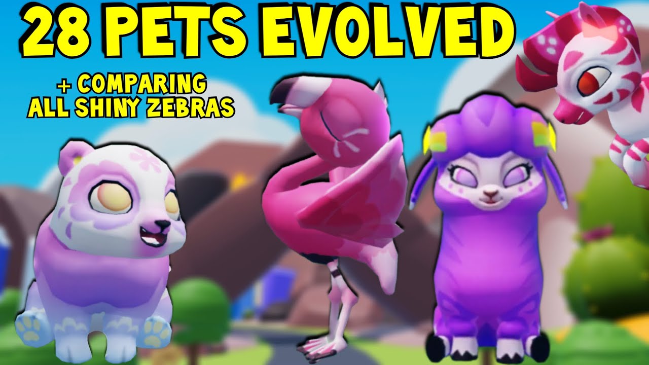 28 PETS EVOLVED + Comparing all SHINY ZEBRAS in Roblox Ropets