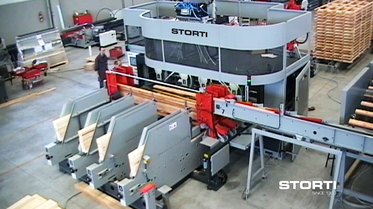 STORTI Mechanical nailing line with rapid setting for big pallets (max. 1500 x 3000 mm)