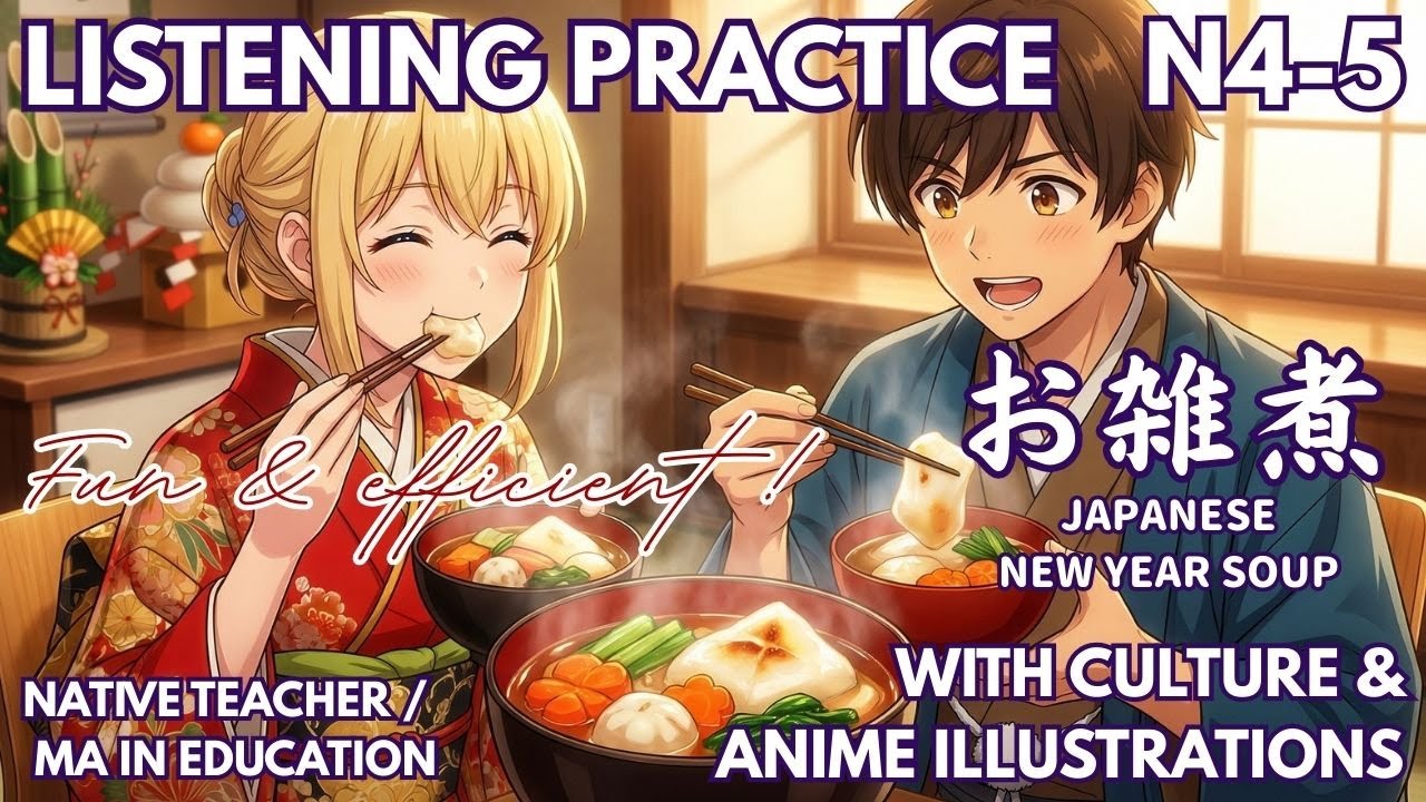Japanese Listening Practice for Beginners (JLPT N5–N4) | Ozoni (New Year Soup) – Listen & Repeat