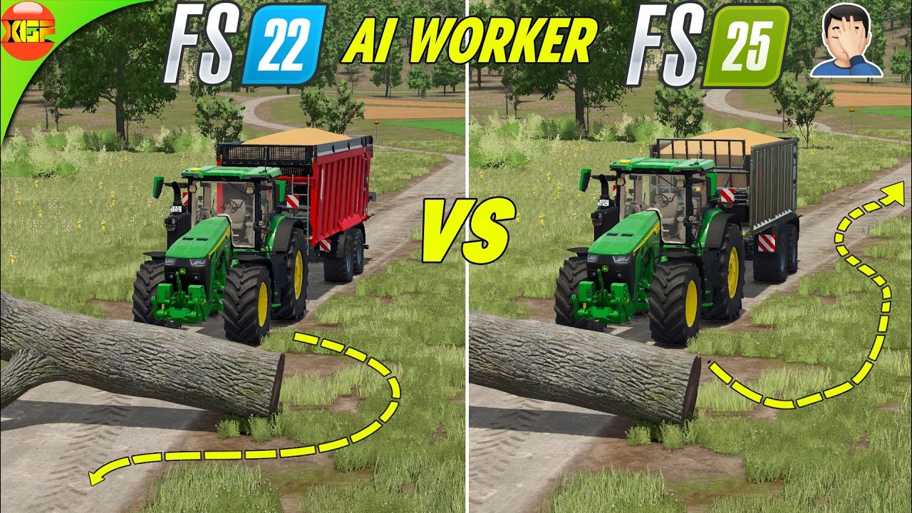 Fs22 vs Fs25 | Ai Helper Test on Blocked and Normal Road