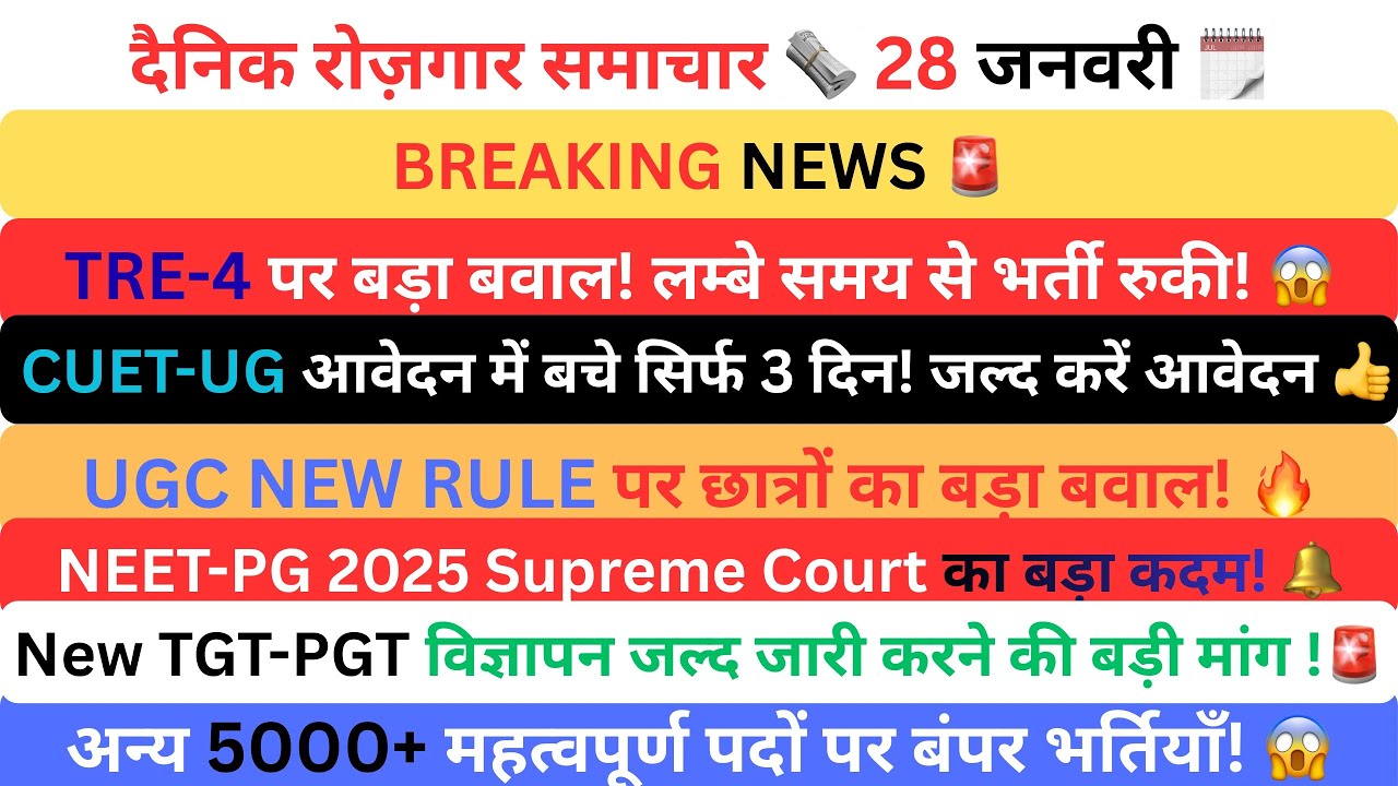 CUET, New TGT-PGT, TRE-4 exam latest update| UGC New Rule | 