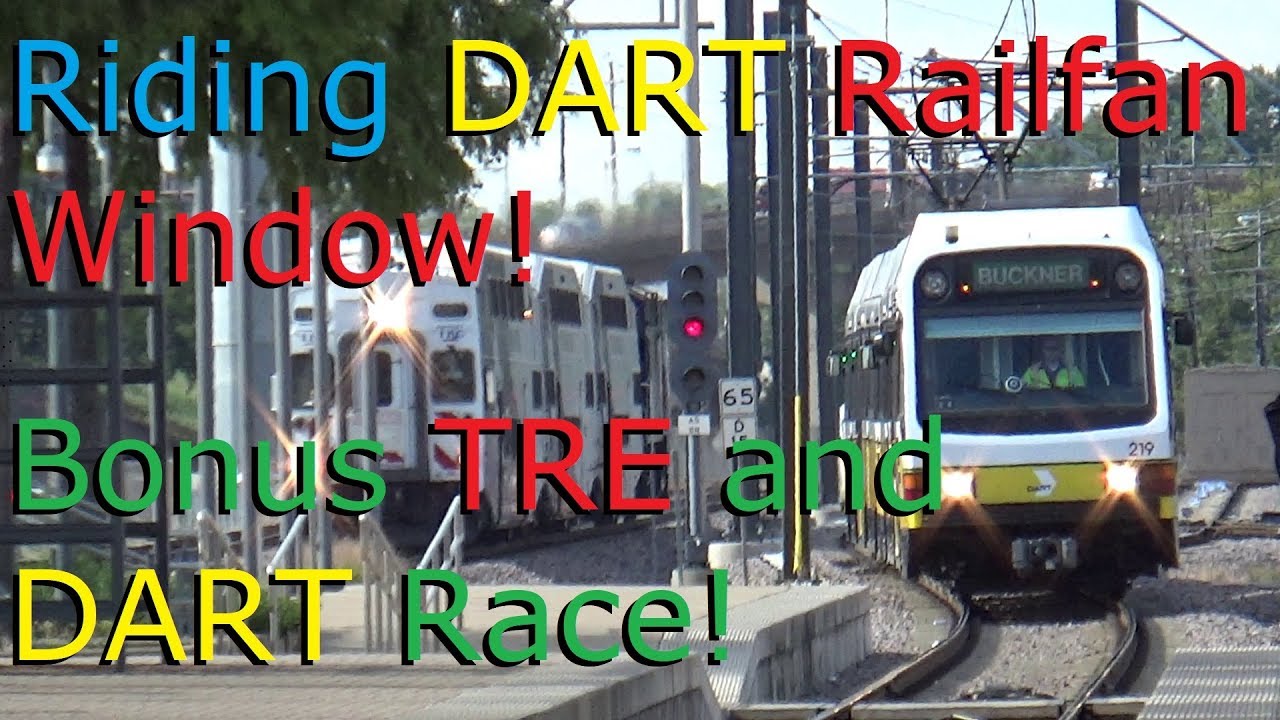 DART Railfan Window from Victory to Pearl/Arts District, with TRE Race AND Another Crazy Passenger!