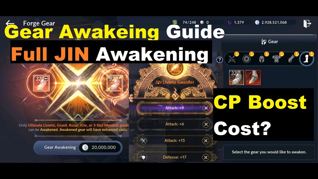 Black Desert Mobile Gear Awakening Guide Full JIN Awaken/ Enchant - CP, Cost & Tips !