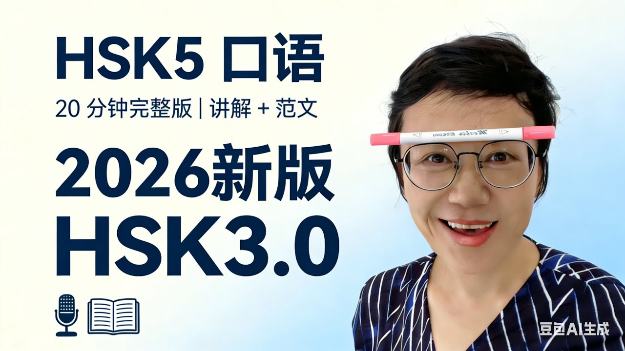 2026 HSK3.0 HSK5口语完整练习｜3大题型+逐题讲解+范文，HSK5 Oral Practice ，20分钟完整版｜覆盖HSK5口语3大核心题型（复述题2题+看图说话+回答问题）